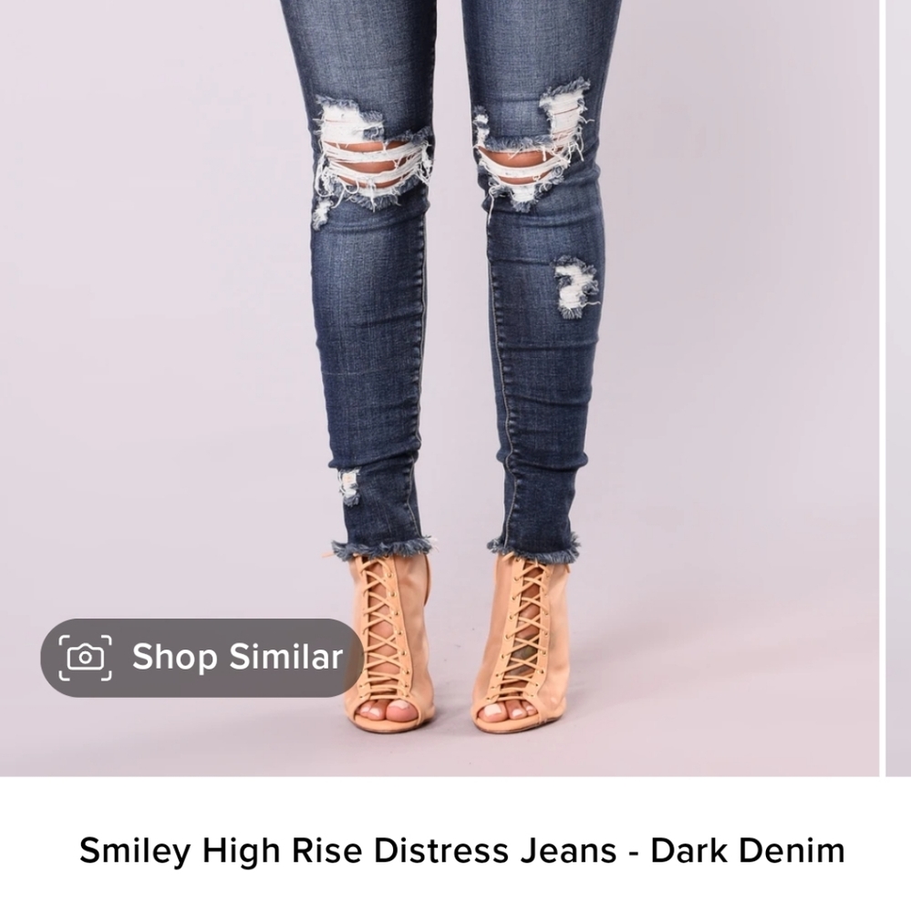 Smiley High Rise Distress Jeans- Dark Blue Size 9
